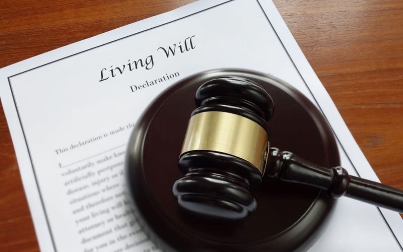 Will lawyer preparing living will and advance directive documents